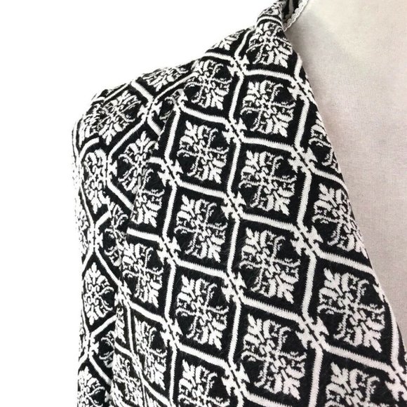 41 Hawthorn | Black White Geometric Stretch Open Front Cardigan Jacket - Picture 4 of 14
